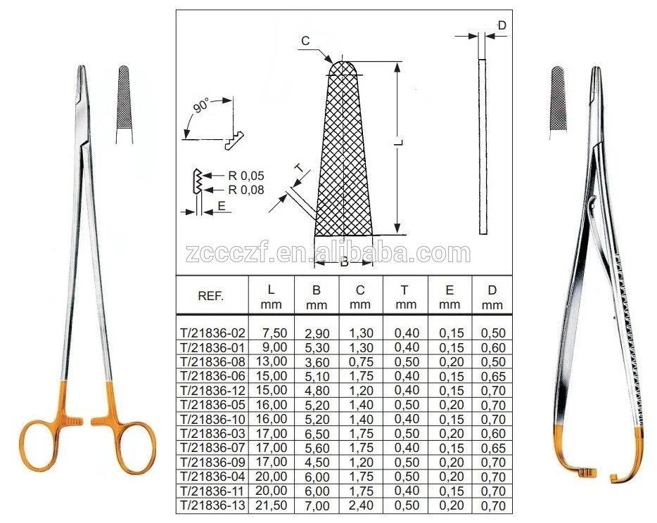 K10/K20 tungsten carbide tips for surgical needle holder TC inserts 15mm/17mm/20mm(图3)